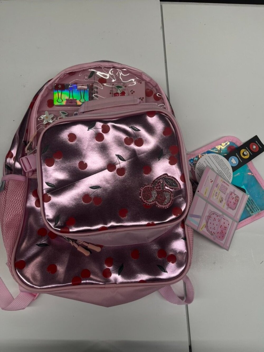 NEW with Tags Locker Club Stationery 17" Backpack Set in Cherry Print